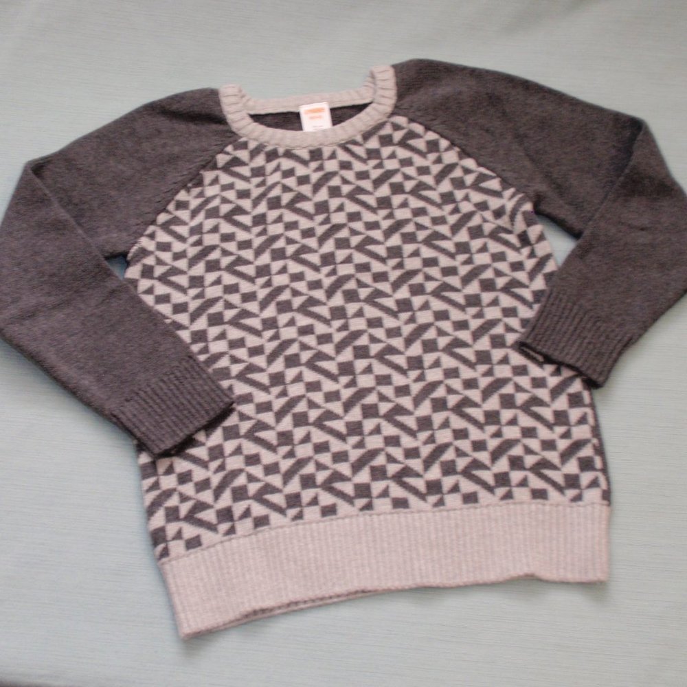 Gymboree Grey Geometric Print Boys Sweater Crewneck Pullover Sz 5 6